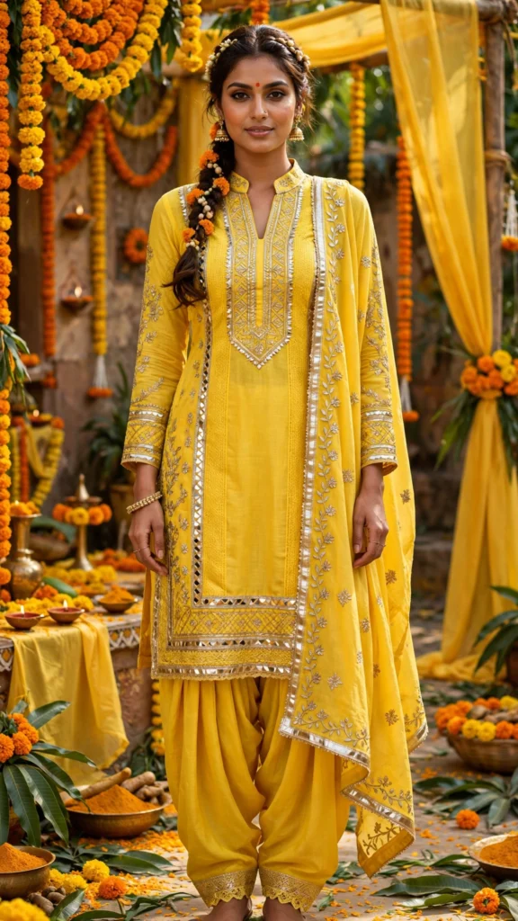 Sunshine Radiance Embroidered Kurta Set with Dupatta – Available in Patiala & Gharara Styles - Photo 1
