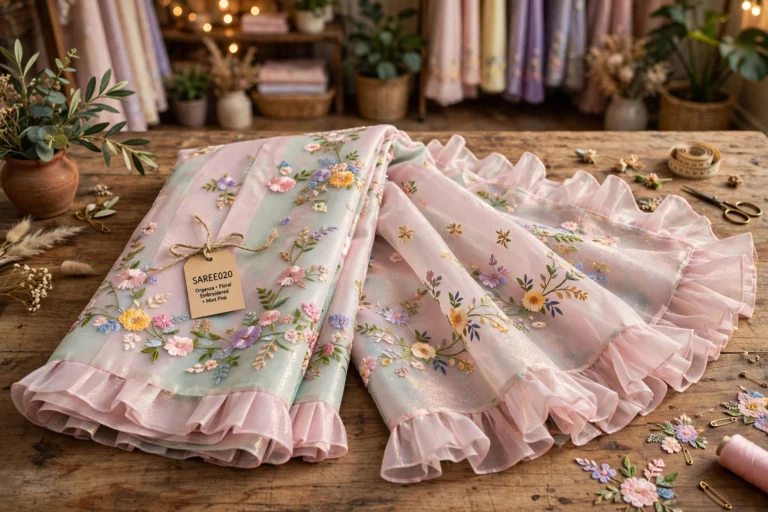 Enchanting Multi-Patterned & Embroidered Ethnic Collection – Available in Mint Pink & Vibrant Multicolour