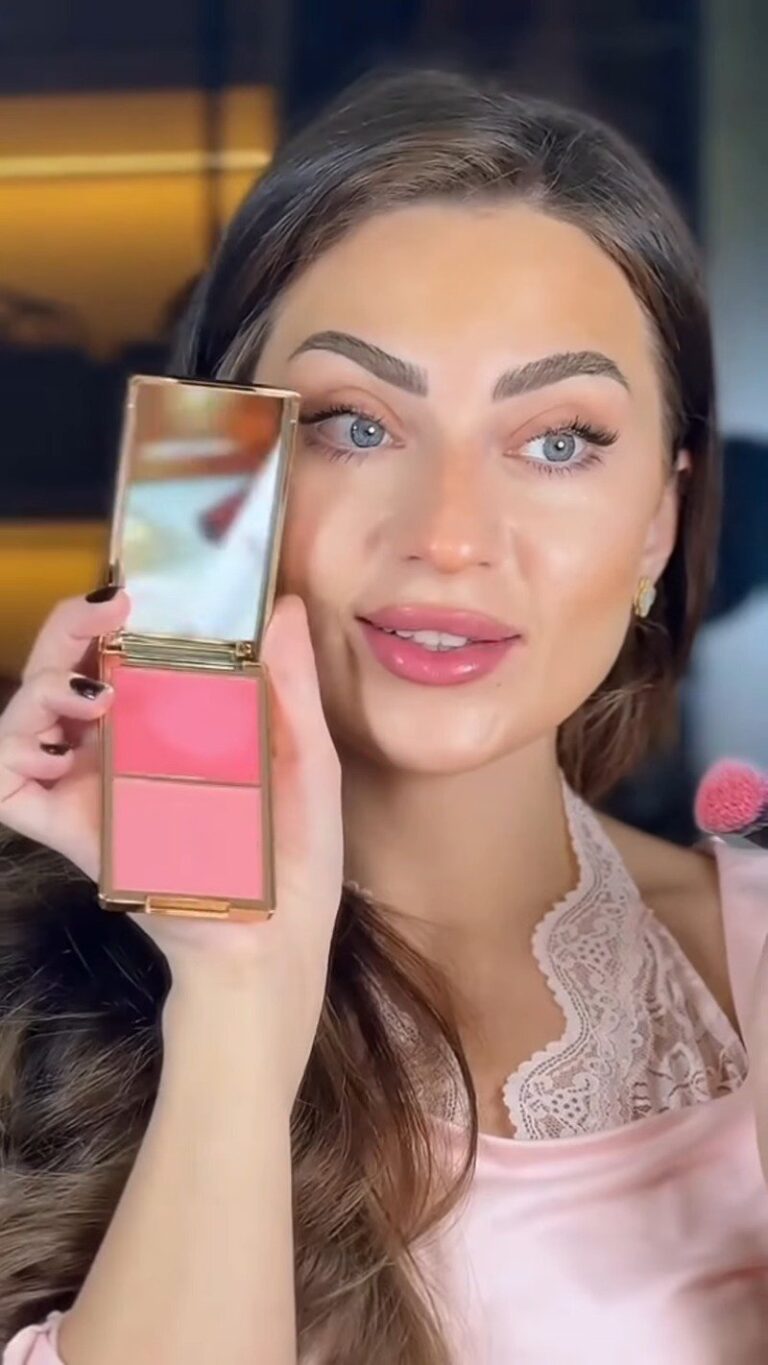 Dual-Tone Blush Compact with Mirror | Buildable Powder Blush Duo | Part of Barbie Makeup Glam Collection